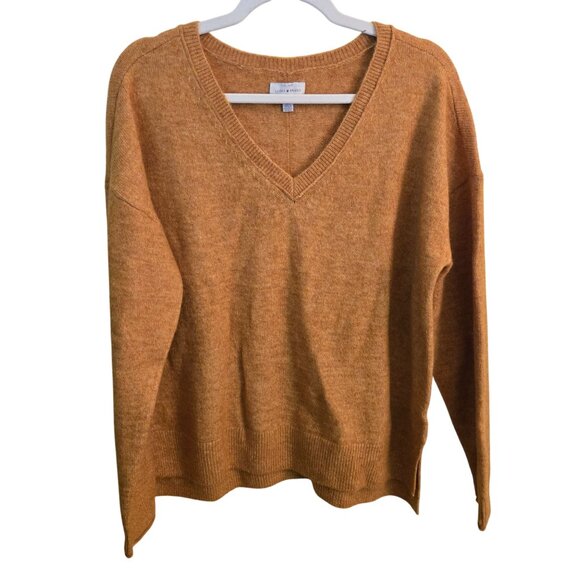 Madewell 2023 Mustard V Neck Long Sleeve Pullover Sweater Size M - Picture 1 of 5